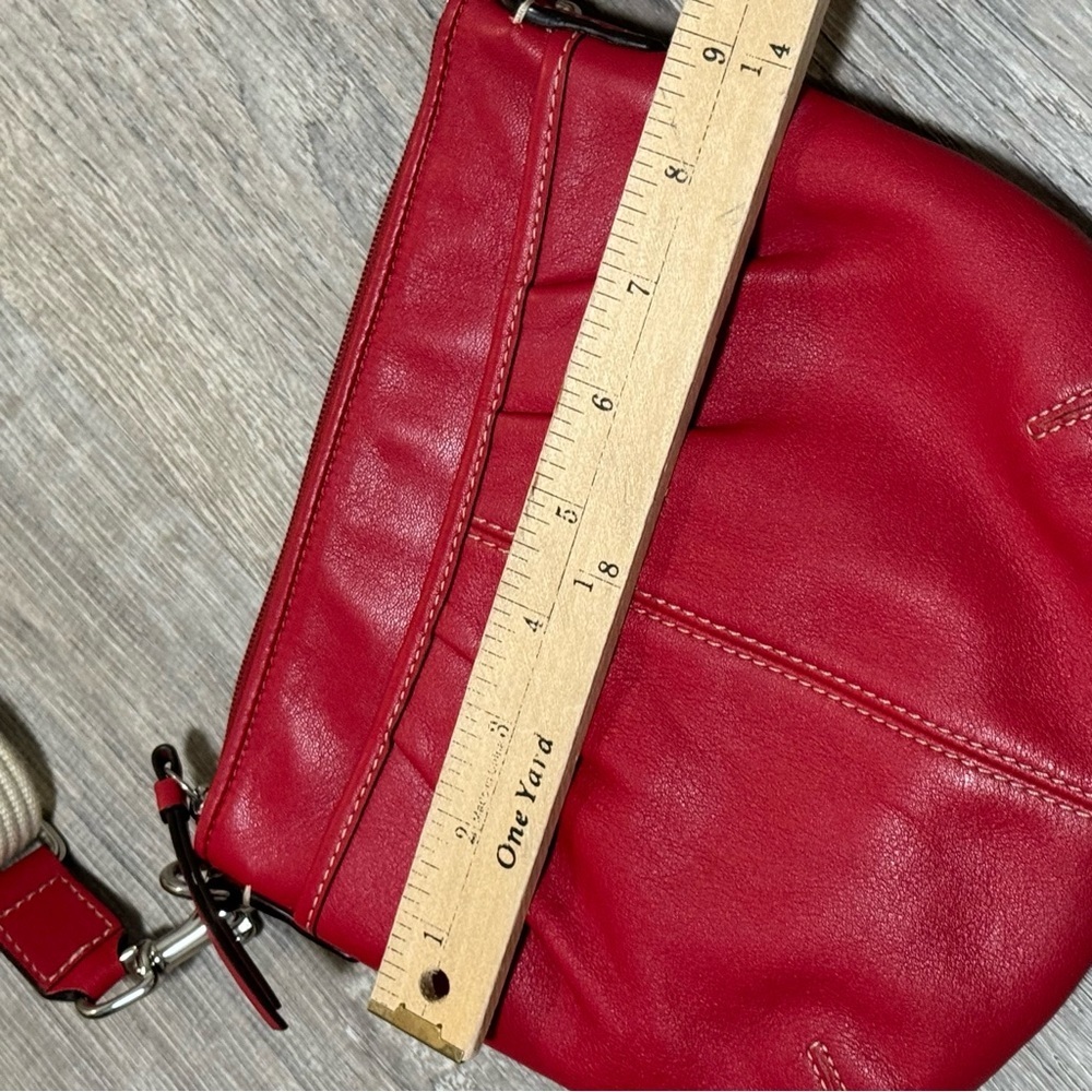 COACH Leather Ashley Pleated Swing-Pack Crossbody Handbag Red - Picture 9 of 13